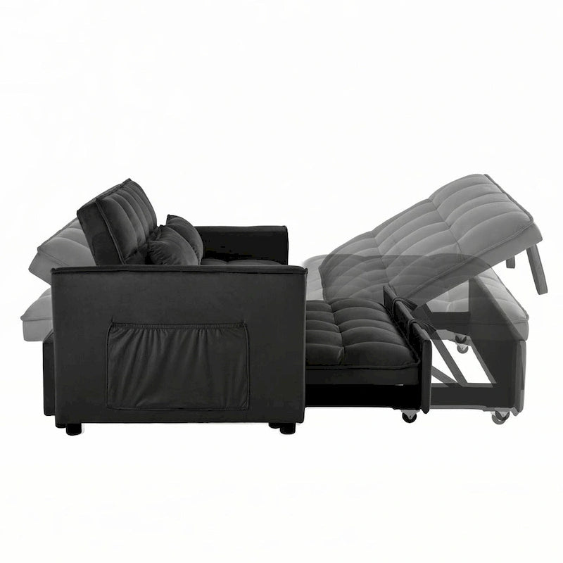 Velvet Convertible Sofa Bed - Pull-Out with Storage