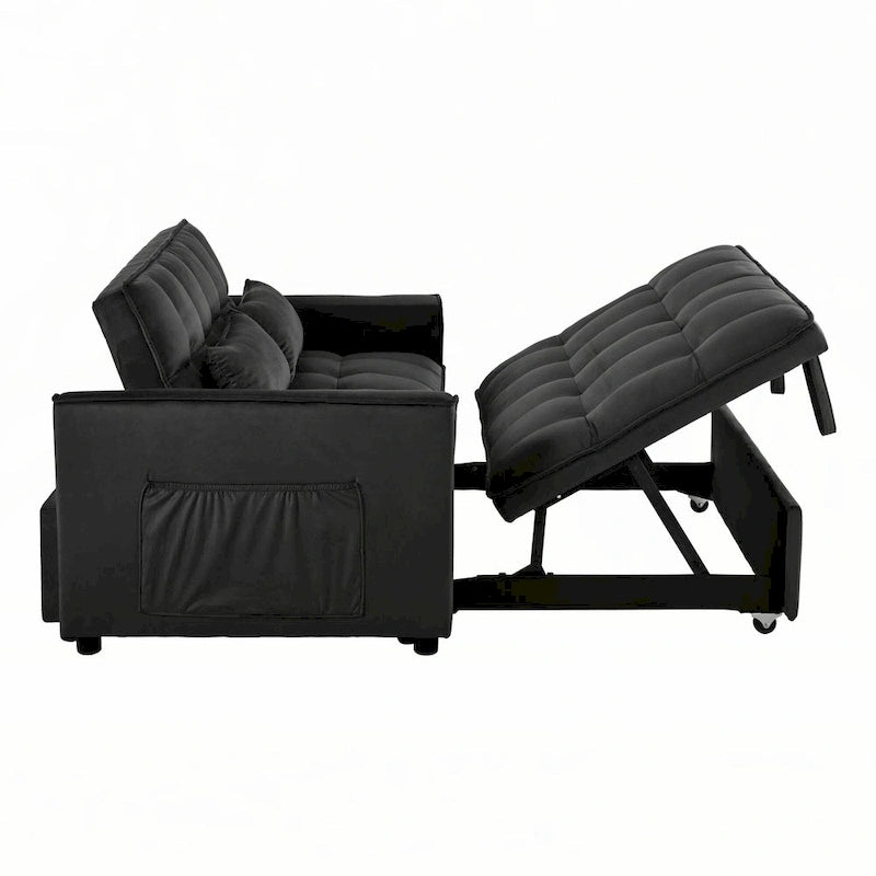 Velvet Convertible Sofa Bed - Pull-Out with Storage