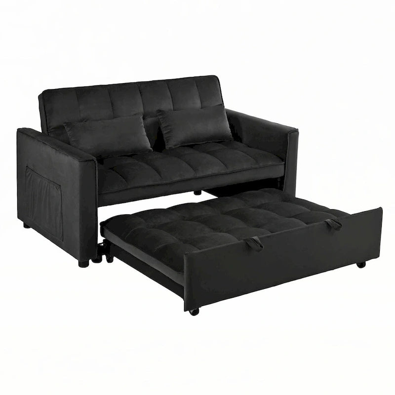 Velvet Convertible Sofa Bed - Pull-Out with Storage