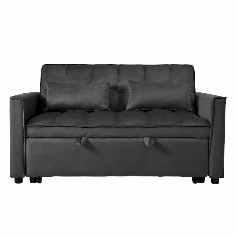 Velvet Convertible Sofa Bed - Pull-Out with Storage