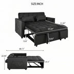 Velvet Convertible Sofa Bed - Pull-Out with Storage