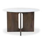 Grey Marble Round Dining Table with Cross Legs - Seats 4