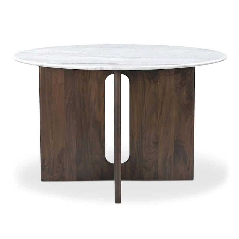 Grey Marble Round Dining Table with Cross Legs - Seats 4