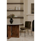 Grey Marble Round Dining Table with Cross Legs - Seats 4