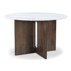 Grey Marble Round Dining Table with Cross Legs - Seats 4