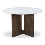 Grey Marble Round Dining Table with Cross Legs - Seats 4