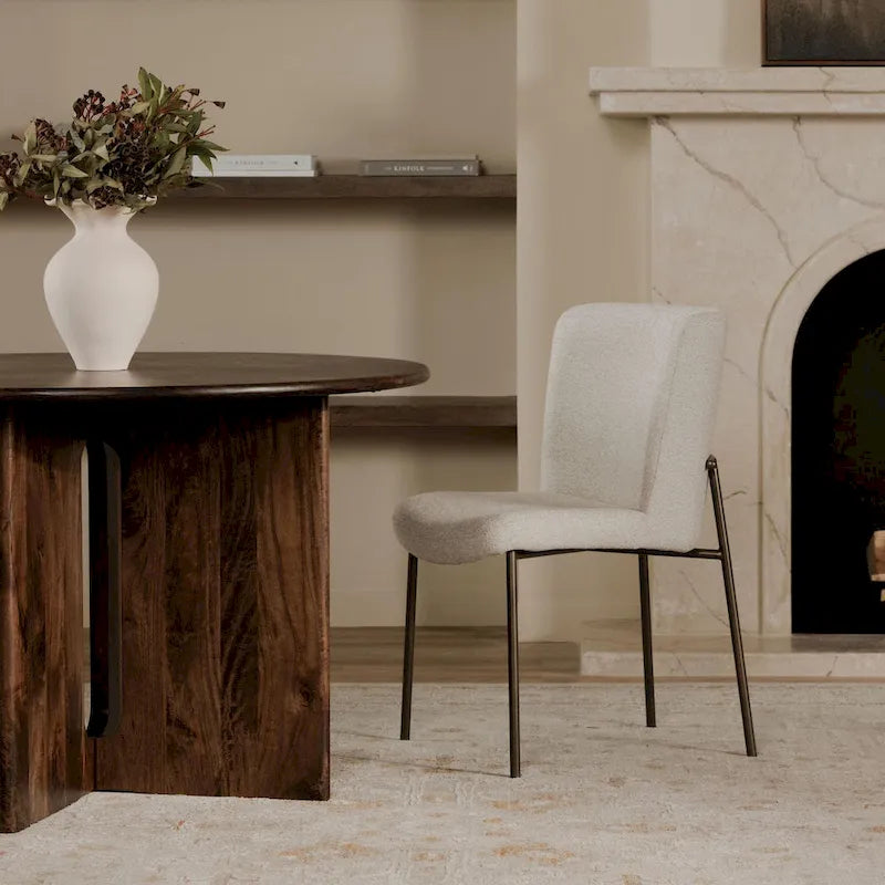 Grey Marble Round Dining Table with Cross Legs - Seats 4