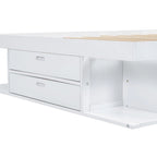 White Queen Platform Bed - with 6 Drawers & Storage Shelves