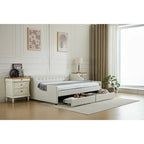 Cotton Upholstered Twin Daybed - with 2 Storage Drawers