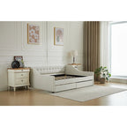 Cotton Upholstered Twin Daybed - with 2 Storage Drawers