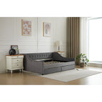 Cotton Upholstered Twin Daybed - with 2 Storage Drawers