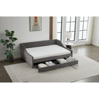 Cotton Upholstered Twin Daybed - with 2 Storage Drawers