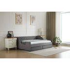 Cotton Upholstered Twin Daybed - with 2 Storage Drawers