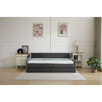 Cotton Upholstered Twin Daybed - with 2 Storage Drawers