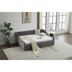 Cotton Upholstered Twin Daybed - with 2 Storage Drawers