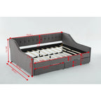 Cotton Upholstered Twin Daybed - with 2 Storage Drawers