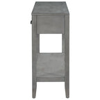 Natural Wood Console Table - 3 Drawers with Shelf