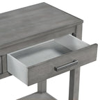 Natural Wood Console Table - 3 Drawers with Shelf