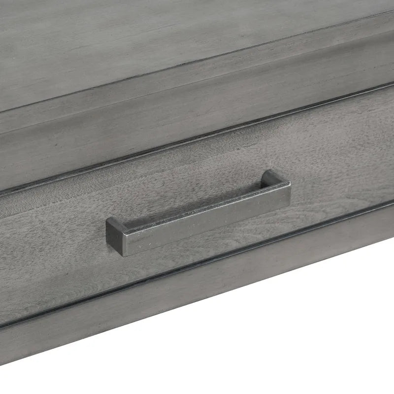 Natural Wood Console Table - 3 Drawers with Shelf