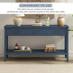 Natural Wood Console Table - 3 Drawers with Shelf