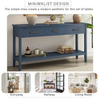 Natural Wood Console Table - 3 Drawers with Shelf