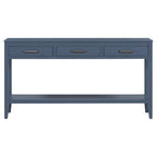 Natural Wood Console Table - 3 Drawers with Shelf