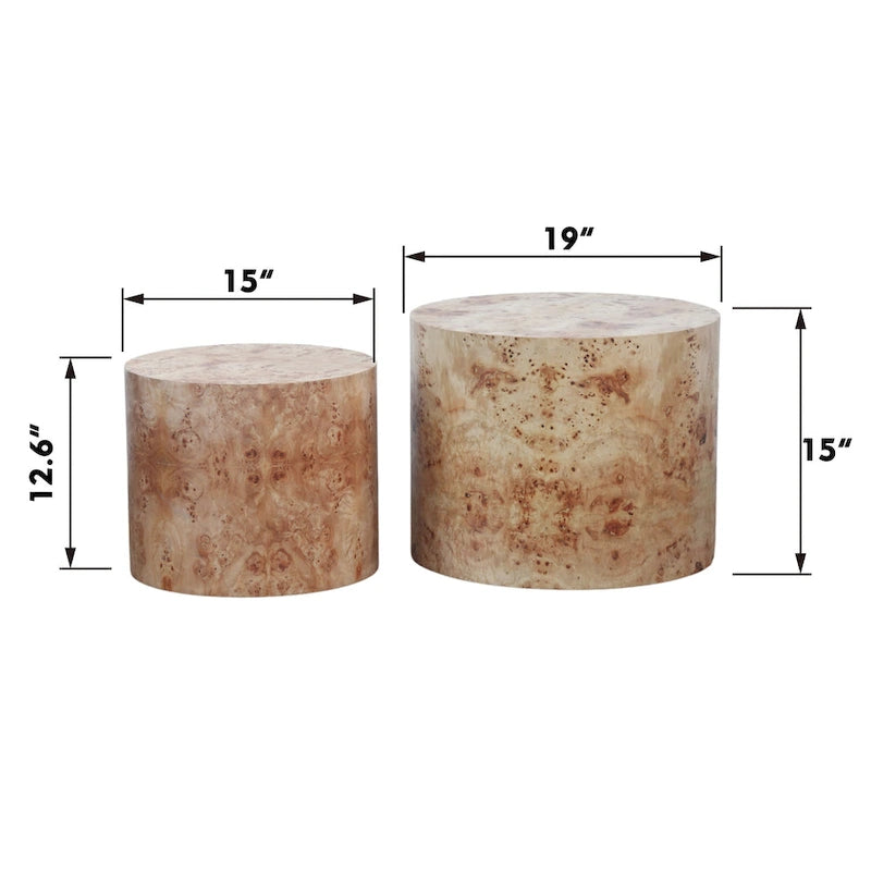 Set of 2 Modern Wooden Nesting Round Coffee Table