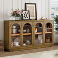 4-Door Buffet Cabinet with Arched Glass Doors