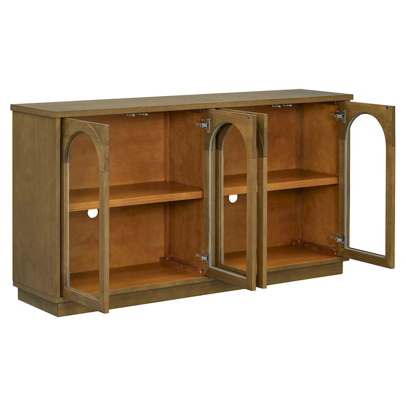 4-Door Buffet Cabinet with Arched Glass Doors
