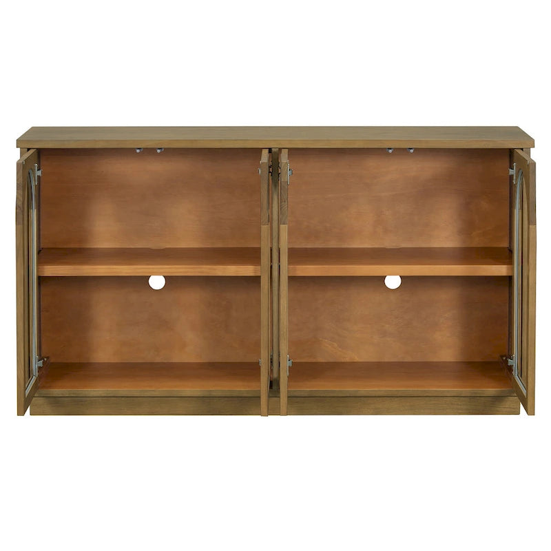 4-Door Buffet Cabinet with Arched Glass Doors