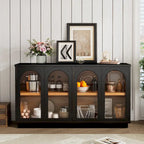 4-Door Buffet Cabinet with Arched Glass Doors
