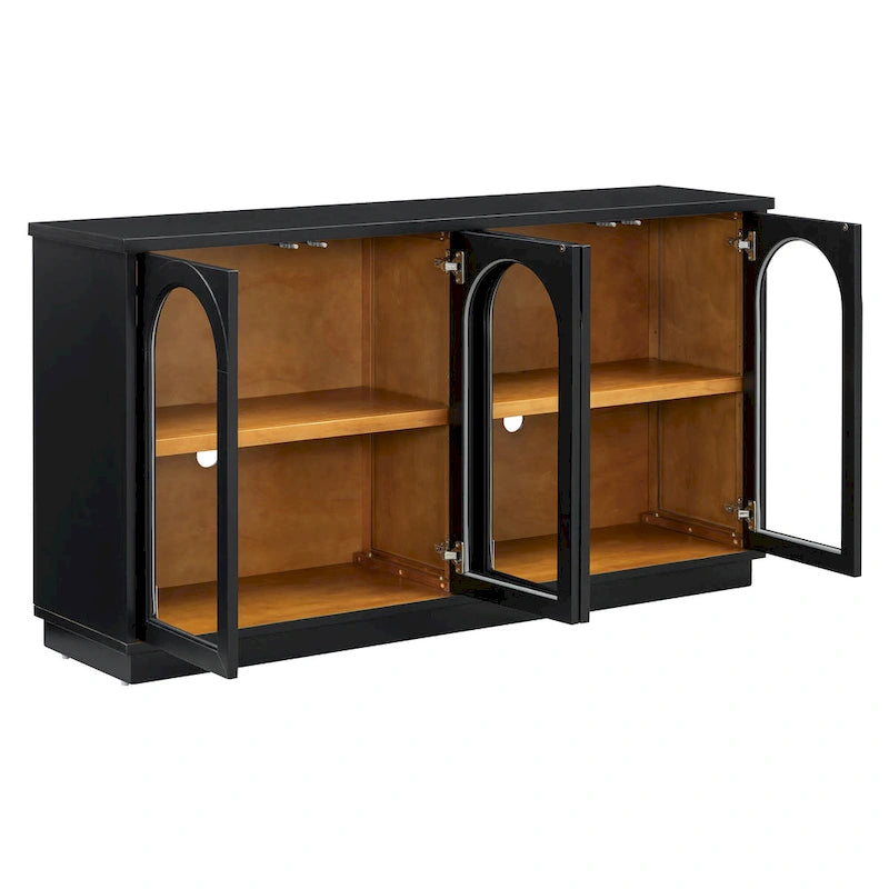 4-Door Buffet Cabinet with Arched Glass Doors