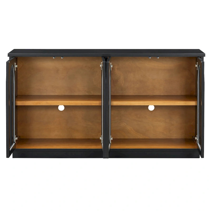 4-Door Buffet Cabinet with Arched Glass Doors