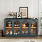 4-Door Buffet Cabinet with Arched Glass Doors