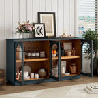 4-Door Buffet Cabinet with Arched Glass Doors