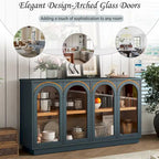 4-Door Buffet Cabinet with Arched Glass Doors