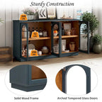 4-Door Buffet Cabinet with Arched Glass Doors