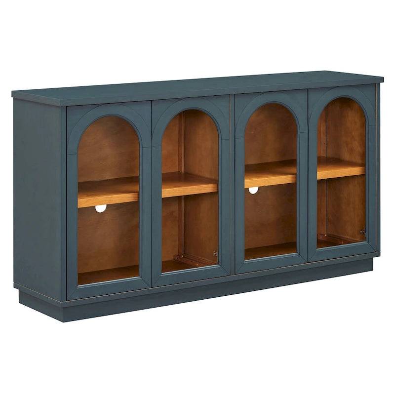 4-Door Buffet Cabinet with Arched Glass Doors