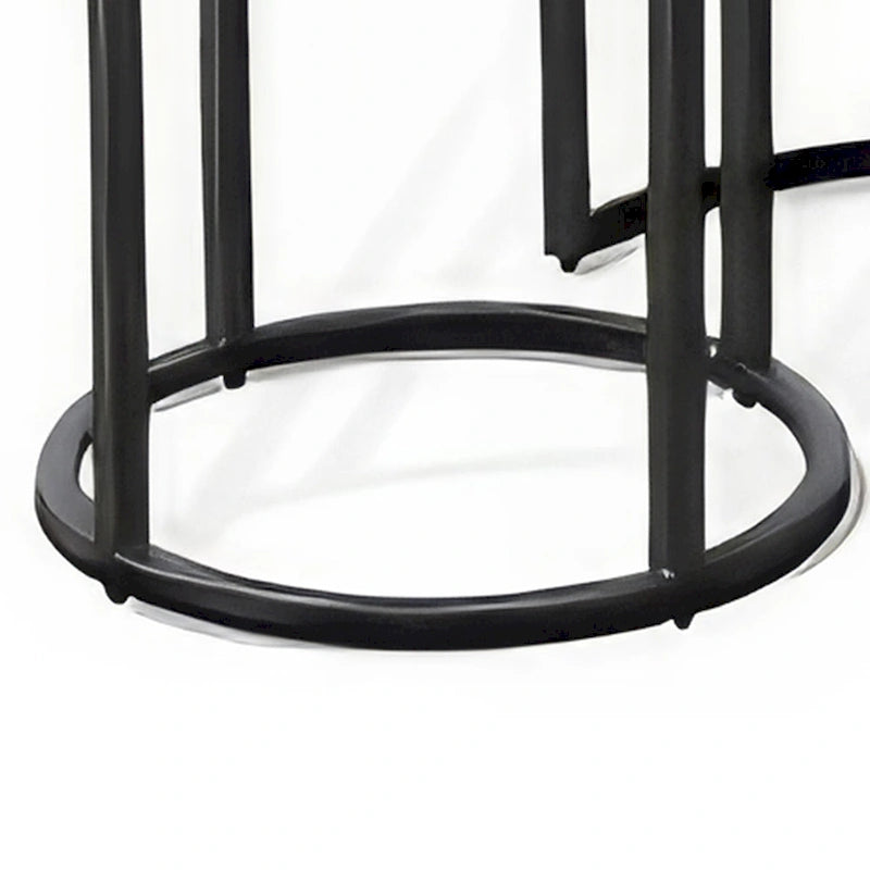 Dark Brown Nesting Table Set - 2-Piece with Black Metal Base