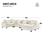 Chenille U-Shaped Sectional Sofa - 6-Seater with Storage & USB