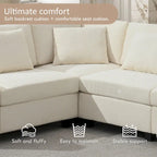 Chenille U-Shaped Sectional Sofa - 6-Seater with Storage & USB