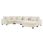 Chenille U-Shaped Sectional Sofa - 6-Seater with Storage & USB