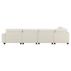 Chenille U-Shaped Sectional Sofa - 6-Seater with Storage & USB