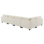 Chenille U-Shaped Sectional Sofa - 6-Seater with Storage & USB