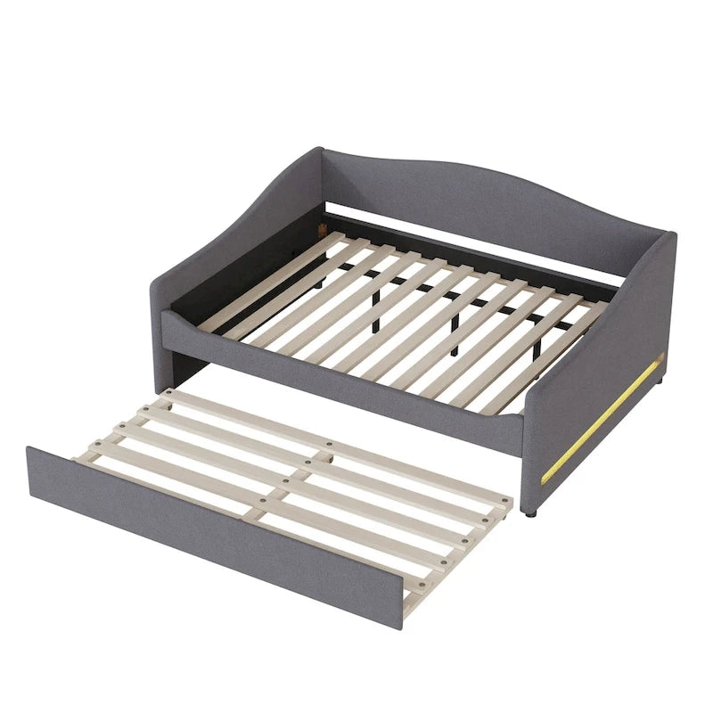 Teddy Fleece Full Daybed - with Trundle & LED Lights