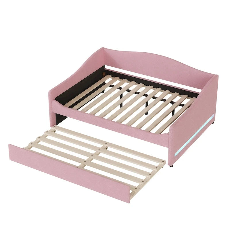 Teddy Fleece Full Daybed - with Trundle & LED Lights