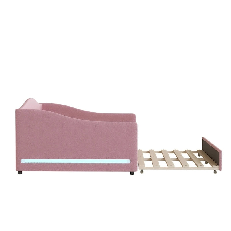 Teddy Fleece Full Daybed - with Trundle & LED Lights