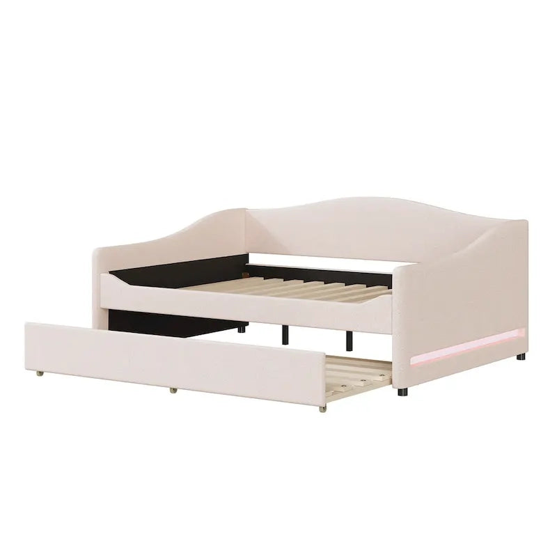 Teddy Fleece Full Daybed - with Trundle & LED Lights