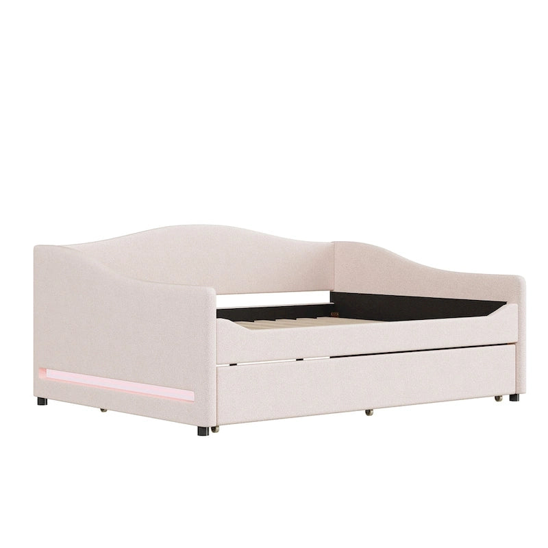 Teddy Fleece Full Daybed - with Trundle & LED Lights