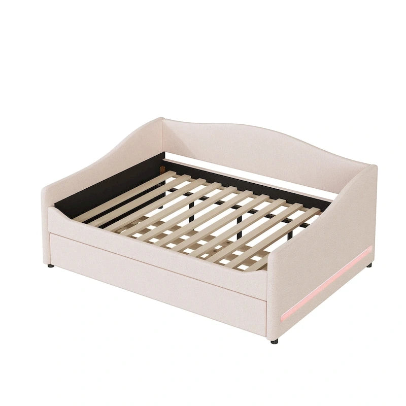 Teddy Fleece Full Daybed - with Trundle & LED Lights